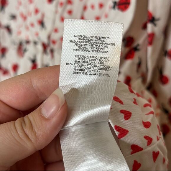 Stella McCartney Kids White Red Ladybug Heart Button Down Shirt Dress Girly Cute - Picture 8 of 9